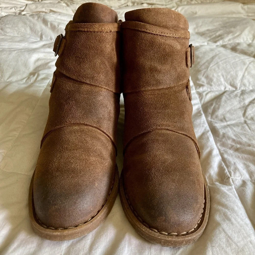 Born Moraga Suede Leather Ankle Boots Brown Women's 8/38-39 Boho Western EUC